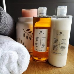 Kosmetyki hotelowe, szampon do włosów z rukolą i odżywka - Prija, 2 x 380 ml.