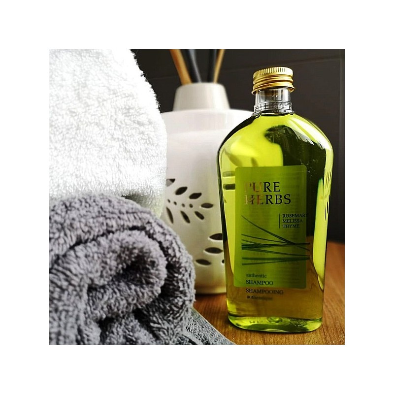 Ziołowy szampon do włosów bez pompki, melisa, tymianek, rozmaryn - Pure Herbs, 250 ml