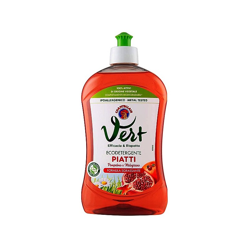 Płyn, do mycia, naczyń, ekologiczny, Piatti, olejki naturalne, grejpfrut i granat, vert ecodetergente -CHANTECLAIR, 500 ml