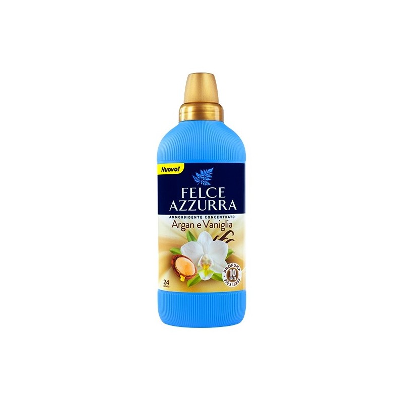 Koncentrat, płyn do płukania, włoski, do ubrań, wanilia i argan, włoski płyn do płukania - Felce Azzurra, 600 ml/24 pł.