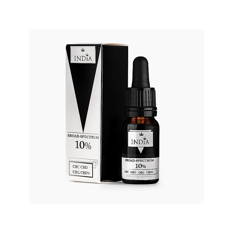 CBD, 10%, szerokie spektrum, EKO, CBD, CBG, CBDV, CBC, olej konopny, krople - India Cosmetic, 10 ml.