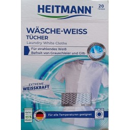 Chusteczki, wybielające, do prania białych rzeczy, wasche-tucher -Heitmann, 20 szt