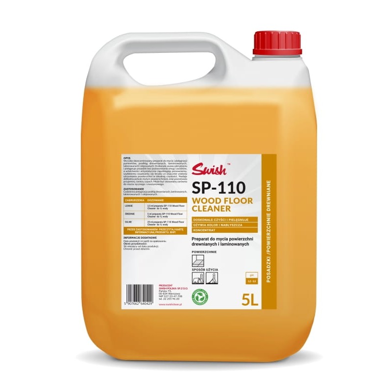 Płyn do mycia podłóg drewnianych, paneli, parkietu, powierzchni drewnianych - 5L Swish SP 110