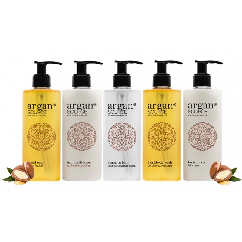 Komplet kosmetyków, Argan Sorce, dostępne tylko w dobrych hotelach i SPA. U nas kupisz do swojej łazienki.